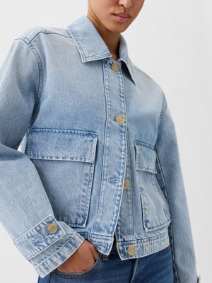 Gap Kadın Açık Mavi Denim Utility Ceket