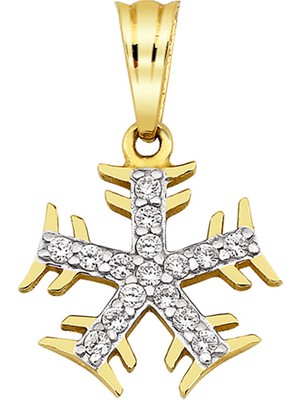 Altın Sepeti Altın Kar Tanesi Taşlı Kolye Ucu