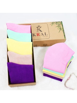 Kral Socks Kadın Çorap Dikişsiz Parfümlü (5 Çift) Hediye Kutulu Bambu Patik Çorap Seti