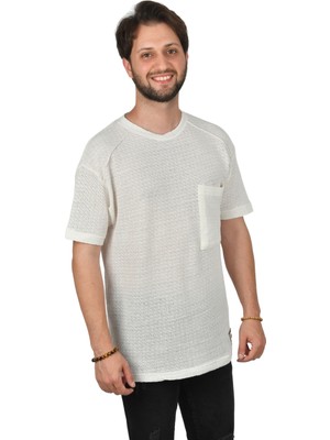 Deepsea Cep Detaylı Örme Kumaş Oversize T-Shirt 2400456