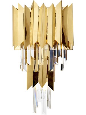 Avonnı AP-60101-S Sarý Kaplama Aplik E14 Metal Kristal 28X15CM