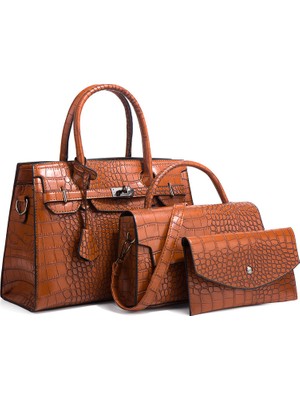 Global Product Store 01 Kadın Çanta Omuz Çantası Debriyaj Kolu Satchel Tote Kare Çanta 3 Takım (Yurt Dışından)