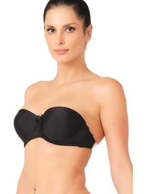 Miraxx Siyah Emay 701 Sırtı Şeffaf Straplez Sütyen