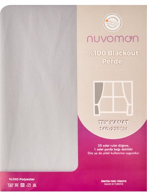 Nuvomon Teamo Blackout  Perde - Gri - 140X270 cm