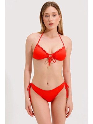 Zeki Global Altın Aksesuarlı Yan Boğumlu Bikini