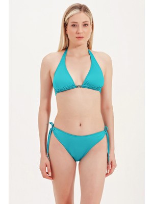 Zeki Aksesuar Detaylı Boyundan Bağlamalı Bikini Üst