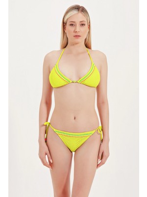 Zeki Global Cam Boncuk Detaylı Üçgen Bikini Üst