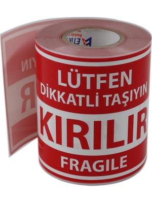 Hazır Etiketler Büyük Boy Dikkat Kırılır Etiketi(Fragile Label) 100MM x 150MM 250 Adet