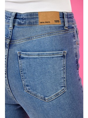 Vena Kadın Holly Dirty Med Blue Yüksek Bel Skinny Jean Pantolon