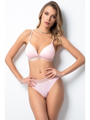 Miorre Push-Up Dolgulu Pink Line Üçgen Sütyen Takım