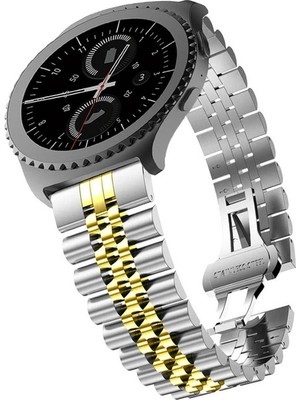 Megafox Teknoloji Amazfit Uyumlu Kordon Paslanmaz Metal Klipsli Rolex Kayış, Gümüş-Go