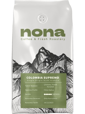 Nona Kahve Colombia Supremo Single Origin 1 kg - Filtre Kahve Öğütümü