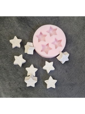 4'lü, Dörtlü Kalın Yıldız Silikon Kalıp K-1310, Kokulu Taş Sabun Alçı Mum Kalıbı