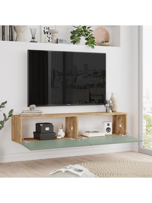 Robin Home Loft Tv Ünitesi Duvara Monte 140CM Çam-Ihlamur Yeşili