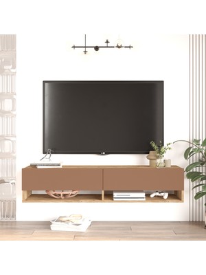 Robin Home Loft Tv Ünitesi Duvara Monte 140CM Çam-Kiremit