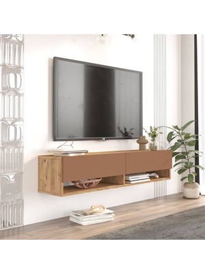 Robin Home Loft Tv Ünitesi Duvara Monte 140CM Çam-Kiremit