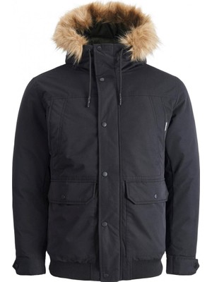 Jack & Jones Markasız  12211978 Sabıt Kurklu  Kapusonlu Parka Mont