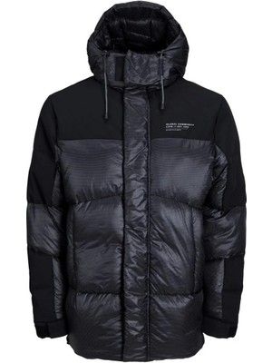 Jack & Jones Markasız  12243424 Gogus Yazılı 2 Cep Kapusonlu Kalın Mont