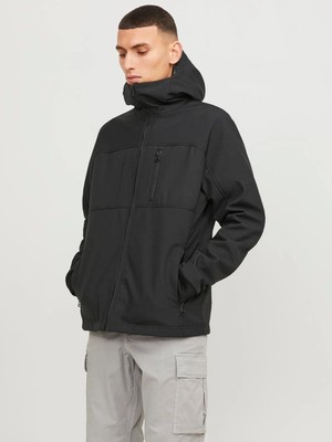 Jack & Jones Markasız  12252212 On Fermuarlı Kol Ucu Lastıklı  Suya Dayanıklı Softshell Mont