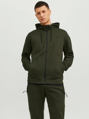 Jack & Jones 12240595 On Fermuarlı 2 Cep Parca Detaylı Kapusonlu Sweat