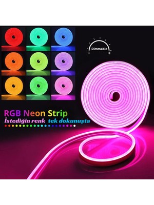 Neeko Neon Rgb LED - Sese Müziğe Duyarlı Kumandalı -Çok Renkli - 2,5 Metre FULL SET