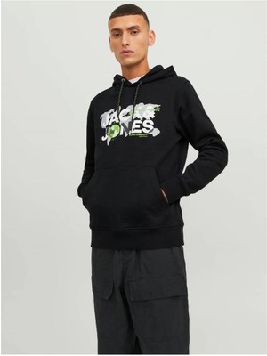 Jack & Jones 12240214 On Yazılı Kapusonlu Sweat