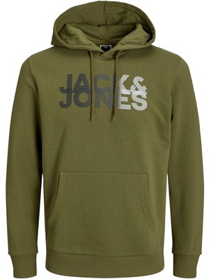 Jack & Jones 12243927 Coshady Sweat Hood Onu Yazı Baskılı Kapusonlu Sweat
