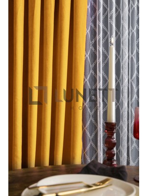 Lunett Home Kullanıma Hazır Sarı Rengi Seyrek Pile 1x2 Dikim Fon Perde Tek Kanat 12478