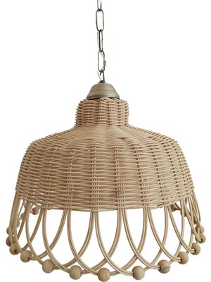 Turkish Belkıs Rattan Rattan Bambu Hasır Sarkıt Avize Boncuklu 35 cm