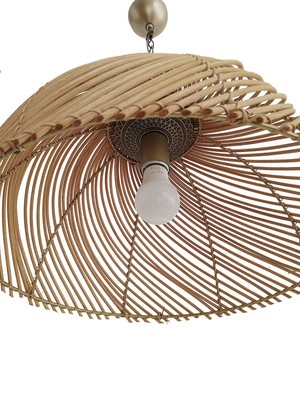 Rattan, Bambu, Hasır Sarkıt Avize Metal Zincirli Eskitme Tesisatlı 40 cm