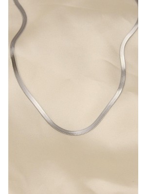 E-Bijuteri Çelik Gümüş Renk 45 cm Italyan Zincir Model Kadın Kolye