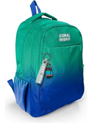 Coral High Yeşil Saks Renk Geçişli Üç Bölmeli Okul Sırt Çantası 23665