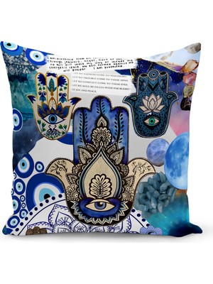 Bertille Home Nazar Serisi Çift Tarafı Dijital Baskılı Kırlent Kılıfı (Evil Eye Cushion Cover)