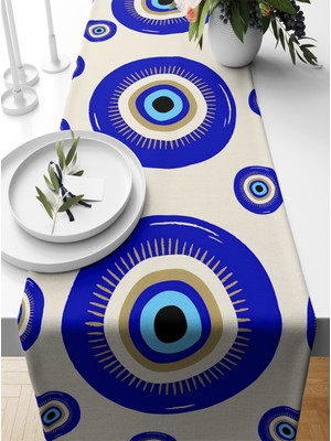 Bertille Home Nazar Serisi 140X40 cm Dijital Baskılı Runner (Evil Eye)