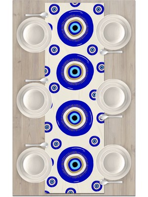 Bertille Home Nazar Serisi 140X40 cm Dijital Baskılı Runner (Evil Eye)