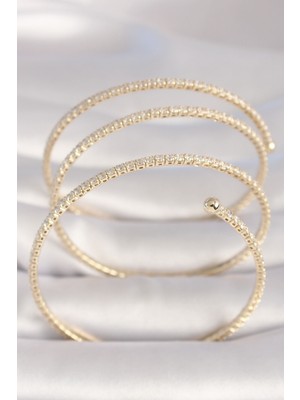 Clariss Pirinç Gold Renk Zirkon Taşlı Vıp Seri Kadın Bileklik