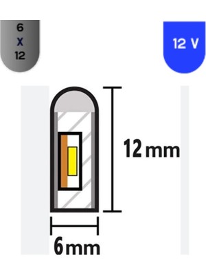 Msv Teknoloji 12 Volt 6X12 mm 12 Ledli Esnek Neon LED Mor Işık 5 Metre IP65