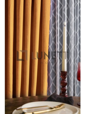 Lunett Home Kullanıma Hazır Hardal Rengi Sık Pile 1x3 Dikim Fon Perde Tek Kanat 9202