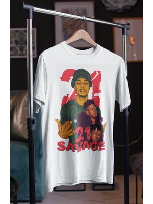 Fuddy Moda Unisex Savage Twenty One Oversize 21Savage Rapçiler Serisi T-Shirt