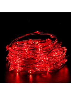 Ddpest Hn- Pil Ile Çalışan Dekoratif 10 Metre Peri LED Işık Kırmızı Işık Aydınlatma (Piller Dahil Değil)