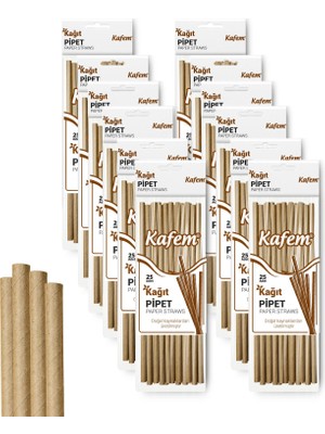 Kafem Kraft Kağıt Pipet 19,5cm 25LI x 10 Paket