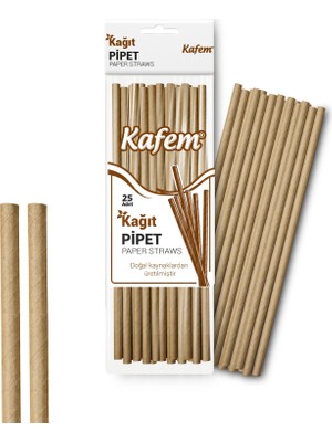 Kafem Kraft Kağıt Pipet 19,5cm 25LI x 10 Paket