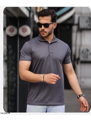 Spor Life Mens Style Polo Yaka Mikro Desenli Tişört