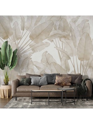 Duvar Kağıdı Baskı Soft Tropikal Yaprak Desenli Duvar Kağıdı Baskı