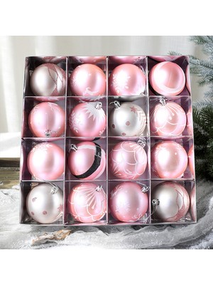 Hermoso 16 Kare Izgara Noel Boyalı Top Noel Ağacı Kolye Pembe (Yurt Dışından)