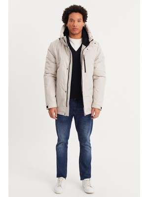 River Club  Erkek Astarlı Su ve Rüzgar Geçirmez Kapüşonlu Kışlık Mont & Kaban & Parka PA-170