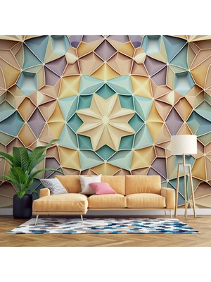 Duvar Kağıdı Baskı Renkli Geometrik Desenli Renkli Duvar Kağıdı Baskı