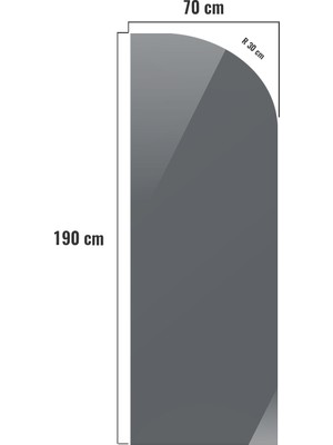 Decorita Cam Duşakabin Seperatör - Sabit Panel | Füme Cam - Şekilli | Siyah Profil | 70CM x 190CM