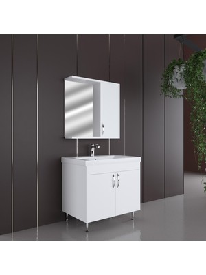 Ert Concept Star Kare Banyo Dolabı 65 cm Ayaklı Beyaz