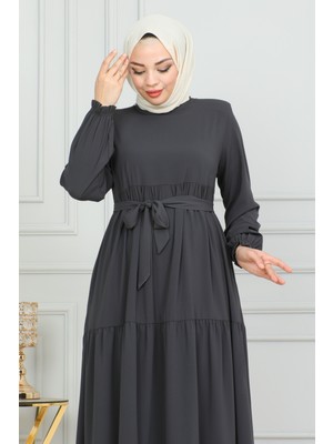 Kadeem Giyim 3 Katlı Büzgülü Elbise Medine Ipeği